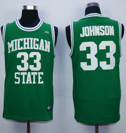 Spartans #33 Magic Johnson Green Stitched Hardwood Legends Basketball NCAA Jersey - Click Image to Close